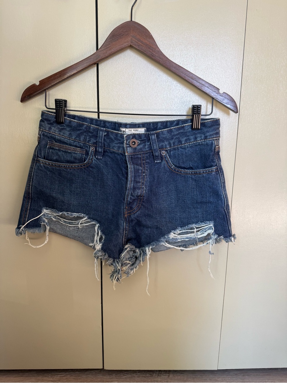 Free People Distressed High Rise Denim Cutoff Shorts Size 26